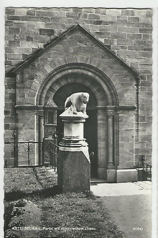AK Abtei Seckau, Portal mit romanischem Löwen. (1958)