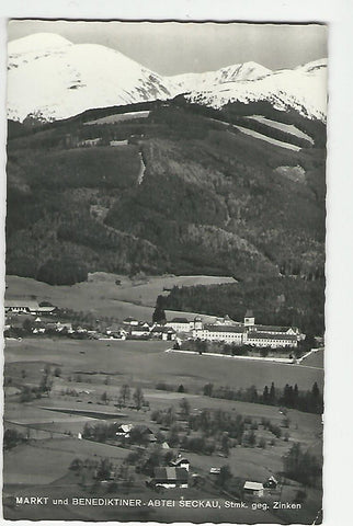 AK Markt und Benediktiner Abtei Seckau gegen Zinken. (1962)