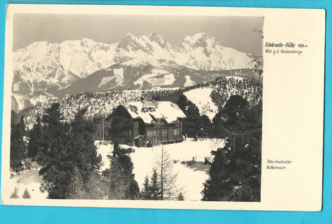 AK Edelraute-Hütte. Blick gegen die Gesäuseberge.