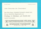 Werbe-AK Rotes Kreuz, Ortsstelle Fohnsdorf. Einladung zur Wagenweihe.