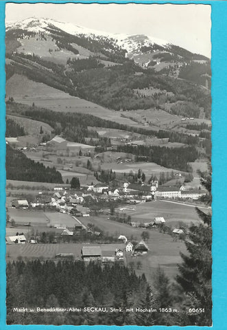 AK Markt u. Benediktiner-Abtei Seckau mit Hochalm. (1962)