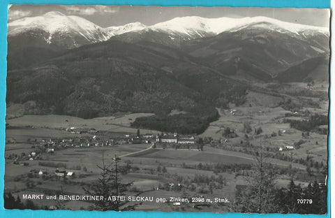AK Markt u. Benediktiner-Abtei Seckau gegen Zinken. (1960)