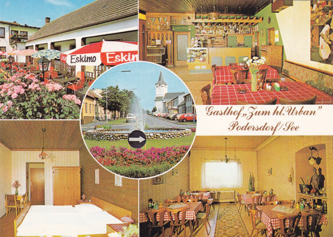 AK Podersdorf am Neusiedlersee.  Gasthof Pension Zum hl. Urban. Neusiedler Straße 1.