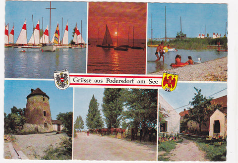 AK Grüsse aus Podersdorf am See.