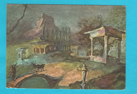 AK Nationalmuseum Neapel. Idyllische Lanschaft aus Pompeji.