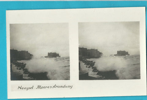 Stereo-Foto Neapel. Meeresstrandung.