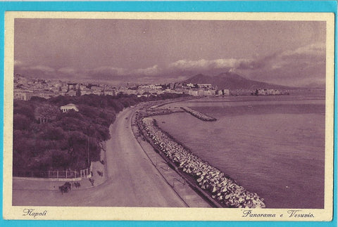 AK Napoli. Panorama e Vesuvio.