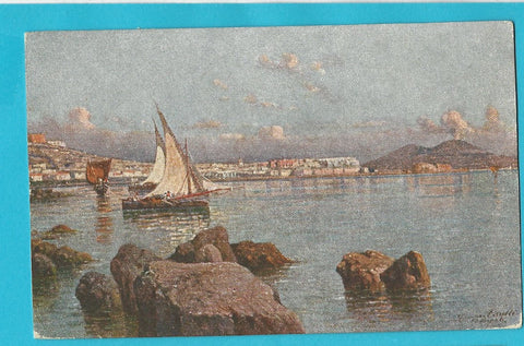 AK Napoli - Panorama preso da Margellina. Pittore G. Carelli.