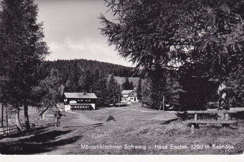 AK Mönichkirchener Schwaig u. Haus Enzian.