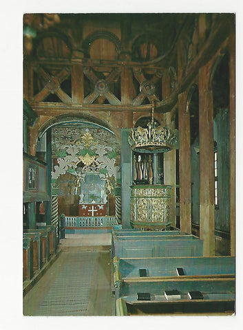 AK Norge: Lom stavkirke. Prekestol fra 1700...