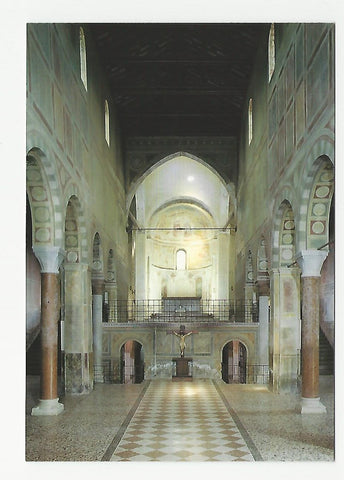 AK Sesto al Reghena. Abbazia Benedettina di Santa Maria in Sylvis. Interno. Navate e presbiterio (epoca romanica)
