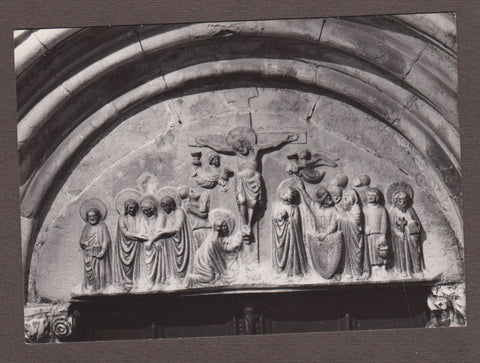 AK Venzone - Duomo. Lunetta del portale principale. La Crocifissione.