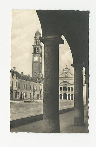 AK Castelmassa - Piazza Vittorio Emanuele e Facciata Chiesa.