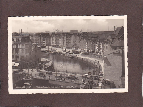 AK Königsberg in. Pr. Krämerbrücke mit alten Hafenspeichern.