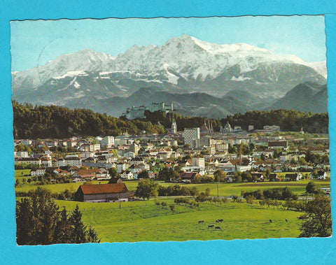 AK Blick von der Hausterrasse des Gasthofes Maria Plain auf Salzburg.