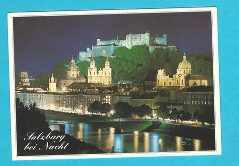 AK Salzburg. Die Festspielstadt bei Nacht.