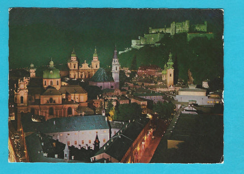 AK Salzburg bei Nacht.