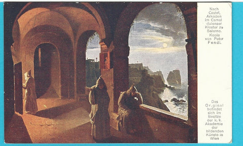 AK Nach Castel, Arkaden im Camaldulenser Kloster zu Salerno. Kopie von Peter Fendi.