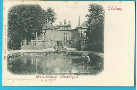 AK Schloss Hellbrunn: Fürstentischgrotte.
