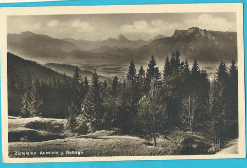 AK Zistelalpe. Aussicht g. Gebirge.