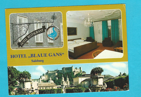AK Salzburg. Hotel Blaue Gans. Getreidegasse 43 und Sigmundsplatz 3.
