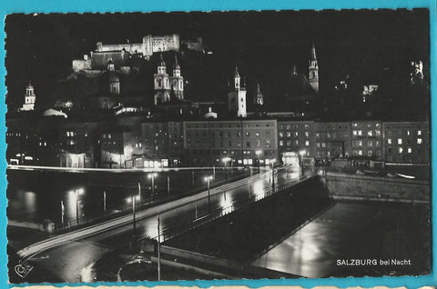 AK Salzburg bei Nacht.