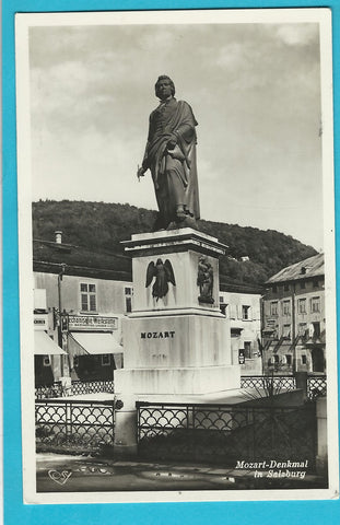 AK Mozart-Denkmal in Salzburg.