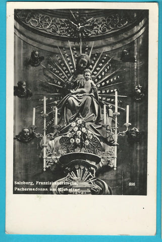 AK Salzburg, Franziskanerkirche Pachermadonna am Hochaltar. (1942)