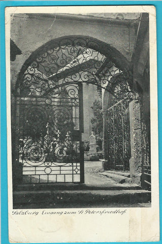 AK Salzburg. Eingang zum St. Petersfriedhof.
