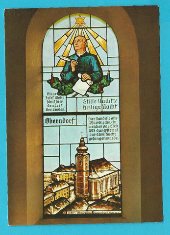 AK Oberndorf. Das Joseph Mohr gewidmete Fenster in der Gedächtniskapelle.