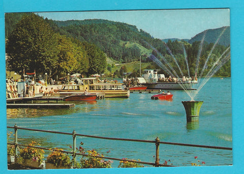 AK St. Gilgen am Wolfgangsee. Seeufer und Schiffsanlegeplatz.