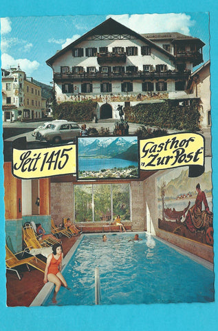 AK St. Gilgen am Wolfgangsee. Hotel Gasthof Zur Post. Bes. Elli Hinterberger.