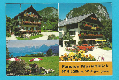 Werbe-AK St. Gilgen am Wolfgangsee. Pension Mozartblick.