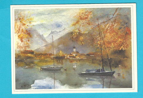 AK Herbstliches Strobl am Wolfgangsee. (Aquarell von Hans Torwesten)
