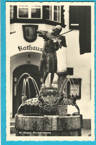AK St. Gilgen, Mozartbrunnen.