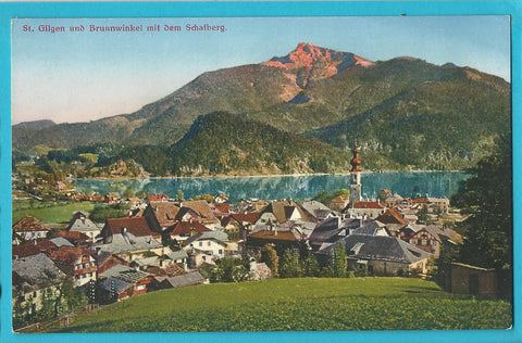 AK St. Gilgen und Brunnwinkel mit dem Schafberg. (1931)