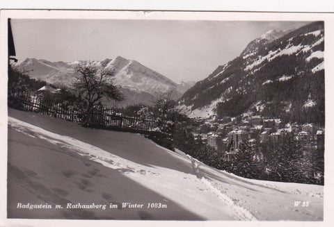 AK Badgastein mit Rathausberg im Winter.