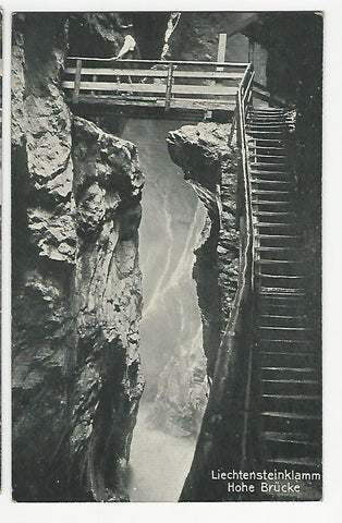 AK Liechtensteinklamm. Hohe Brücke. (1928)