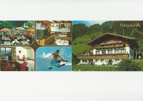 Doppel-Werbe-AK Großarl, Unterberg 92. Gasthof Pension Schützenhof. Familie Prommegger.