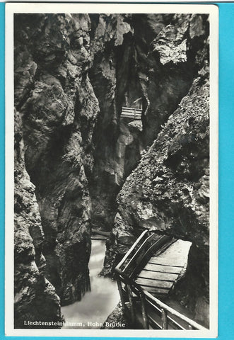 AK Liechtensteinklamm, Hohe Brücke. (1939)
