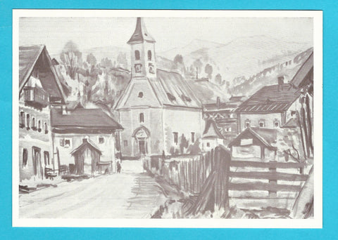 AK Wagrain. Marktkirche. Aquarell. Akad. Maler E. Exner.