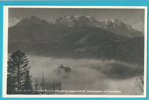 AK Blick von der Eisriesenwelt-Rast, Tennengebirge gegen Schloß Hohenwerfen.