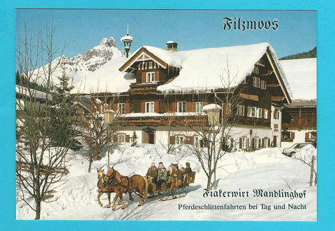 AK Filzmoos. Fiakerwirt Mandlinghof. Pferdeschlittenfahrten.