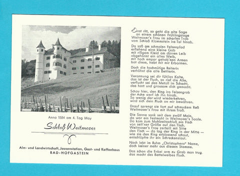 AK Bad Hofgastein. Schloß Weitmoser. Gast- und Kaffeehaus. Besitzer: Hanns Scharfetter.