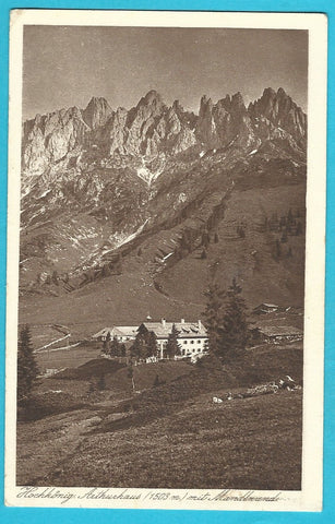 AK Hochkönig. Arthurhaus mit Mandlwand.