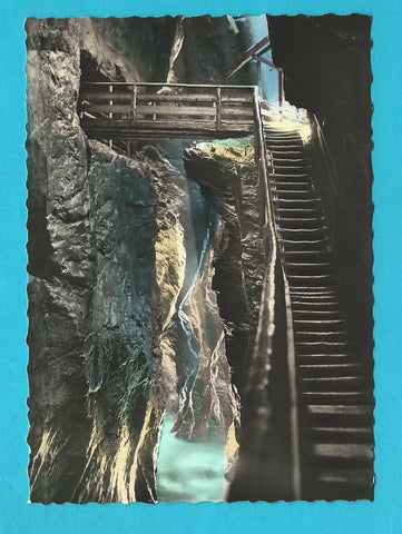 AK Liechtensteinklamm. Hohe Brücke mit Kessel.