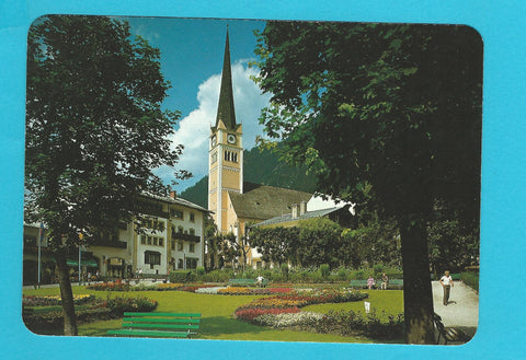 AK Bad Hofgastein. Kurpark mit Pfarrkirche.