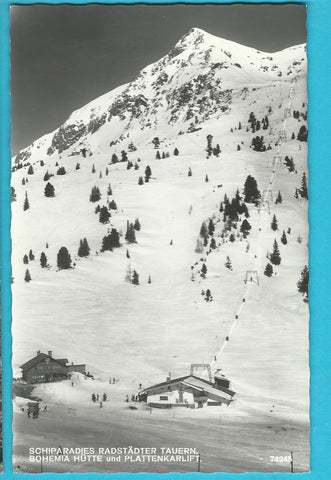 AK Schiparadies Radstädter Tauern. Bohemia Hütte und Plattenkarlift. (1963)