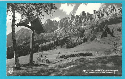AK Idyll bei Arthurhaus, Mitterbergalm mit Manndlwand und Hochkönig.