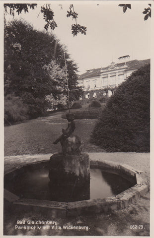 AK Bad Gleichenberg. Parkmotiv mit Villa Wickenburg. (1936-37)